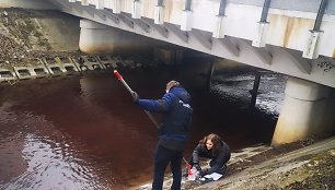 Aplinkosaugininkai vyko į Palangą, kur pastebėta tarša per kurortą tekančiame Rąžės upelyje.