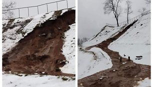 Ukmergėje nuslinko piliakalnio šlaitas