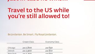 Jordanijos oro bendrovės reklama 
