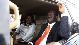 Kenijos ministras pirmininkas ir kandidatas į prezidentus Raila Odinga su žmona Ida.
