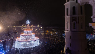 Vilniaus Katedros aikštėje įžiebta Kalėdų eglė