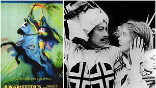 Rasistinio filmo &bdquo;The Birth of a Nation&ldquo; kadrai, kuriuose vaizduojamas kukluksklanas