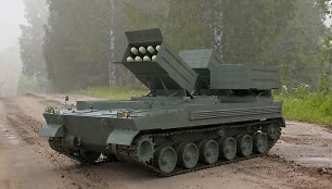 24 &bdquo;Brimstone&ldquo; raketos ant savaeigės vik&scaron;rinės platformos