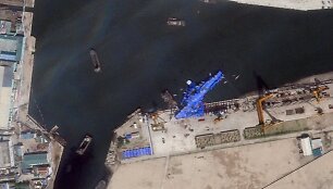 Nepavykęs karinio jūrų laivyno eskadrinio minininko paleidimas / 2025 Planet Labs PBC / via REUTERS