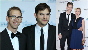 Ashtonas Kutcheris su broliu dvyniu Michaelu ir Scarlett Johansson su broliu dvyniu Hunteriu