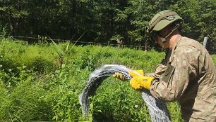 Kariuomenė pasienyje su Baltarusija pradėjo tiesti spygliuotos vielos užtvarą