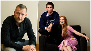 Režisierius Tobiasas Lindholmas ir aktoriai Eddie Redmayne bei Jessica Chastain