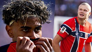 Lamine'as Yamalis ir Erlingas Haalandas laikomi vertingiausiais futbolininkais pasaulyje.