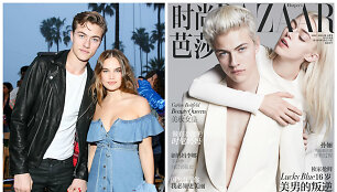 Modelis Lucky Blue Smithas su drauge Stormi Bree (kairėje) ir ant žurnalo vir&scaron;elio &ndash; su seserimi Pyper America