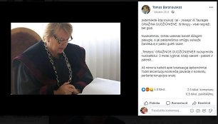 T.Baranauskas socialiniame tinkle teisėjai adresavo karčių žodžių.