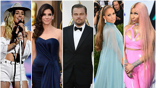 Miley Cyrus, Sandra Bullock, Leonardo DiCaprio, Jennifer Lopez ir Nicki Minaj