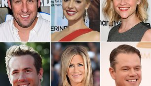 Adamas Sandleris, Katherine Heigl, Reese Witherspoon, Ryanas Reynoldsas, Jennifer Aniston ir Mattas Damonas