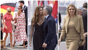 Prancūzijos ir Argentinos prezidentų žmonos Brigitte Trogneux ir Juliana Awada (kairėje), Argentinos prezidentas su žmona bei Meksikos pirmoji ponia Angelica Rivera 