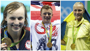 Katie Ledecky, Adamas Peaty ir Sarah Sjostrom