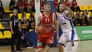 Nerijus Anglickis (Joni&scaron;kio &bdquo;Delikatesas&ldquo;) ir Adomas Drungilas (&bdquo;Palanga&ldquo;)