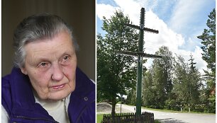 Angelė Kontrimienė ir Kumpikų kaimo kryžius