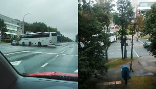 Kaune susidūrė lengvasis automobilis ir autobusas
