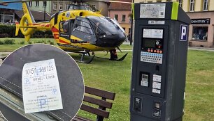 Gelbėtojų sraigtasparnio pilotas nustebino pasiėmęs parkavimo bilietėlį