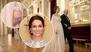 Kembridžo hercogienė Catherine Norvegijoje puo&scaron;ėsi karalienės Elizabeth II vestuviniais papuo&scaron;alais