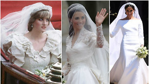 Princesė Diana (1981 m.), Kate Middleton (2011 m.) ir Meghan Markle (2018 m.)