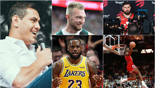 Justinas Jankevičius, Domantas Sabonis, Jonas Valančiūnas, LeBronas Jamesas ir Michaelas Jordanas