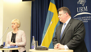 &Scaron;vedijos užsienio reikalų ministrė Margot Wallstrom ir Lietuvos užsienio reikalų ministras Linas Linkevičius