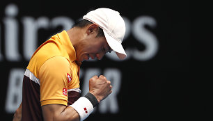 Dviejų setų deficitą panaikinęs K.Nishikoris įveikė pirmą „Australian Open“ barjerą