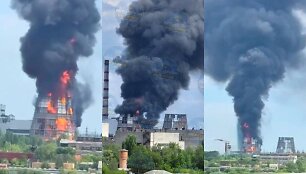 Kilo galingas gaisras termofikacinės elektrinės teritorijoje prie Kyjivo