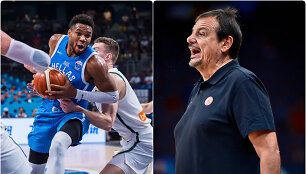 Erginas Atamanas (de&scaron;inėje) pasisakė apie Giannio Antetokounmpo baudų metimus prie&scaron; Lietuvą