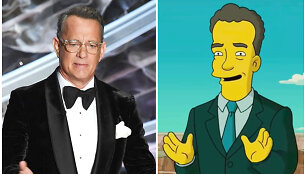 Tomas Hanksas ir jo personažas &bdquo;Simpsonų filme&ldquo;