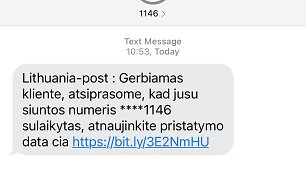 Lietuvos pa&scaron;to vardu siunčiamas apgaulingas prane&scaron;imas
