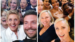 Ellen DeGeneres ir Charlize Theron asmenukės „Oskaruose“