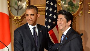 JAV prezidentas Barackas Obama ir Japonijos ministras pirmininkas Shizo Abe 