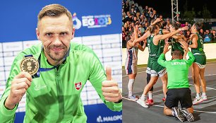 Dainius Novickas su moterų 3x3 krepšinio rinktine