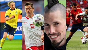 E grupės žvaigždės: E.Forsbergas, R.Lewandowskis, M.Hamšikas ir Rodri.