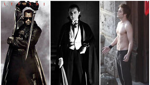 Wesley Snipesas filme &bdquo;A&scaron;menys 2&ldquo; (2002), Aktorius Bela Lugosi 1931 m. filme &bdquo;Drakula&ldquo;, Robertas Pattinsonas filme &bdquo;Jaunatis&ldquo;