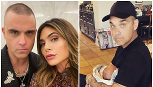 Robbie Williamsas su žmona Ayda Field ir sūnumi Beau