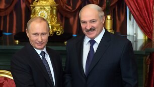 Rusijos prezidentas Vladimiras Putinas ir Baltarusijos prezidentas Aleksandras Luka&scaron;enka