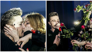 Gerbėjos Dimą Bilaną koncerte sutiko su rožių glėbiais