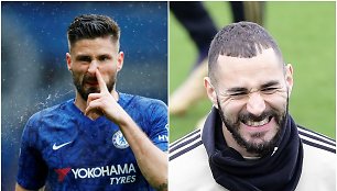 Olivier Giroud (kairėje) ir Karemas Benzema.