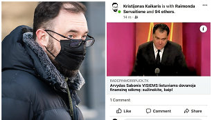 Kristijonas Kaikaris ir jo žinutė feisbuke.