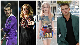 Garethas Bale'as, Adele, India Rose James ir Robertas Pattinsonas