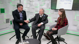 Vytautas Landsbergis ir Mindaugas Mikalauskas ir jo dukra Meda