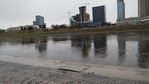 Neries pakrantės slūgstant vandeniui