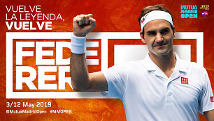 Rogeris Federeris grįžta į „Masters“ serijos turnyrą Madride