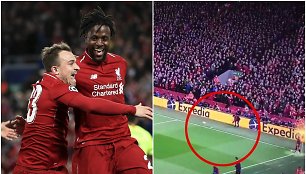 „Liverpool“ puolėjas D.Origi džiaugiasi įvarčiu, už kurį turėtų būti dėkingas ir kamuolį padavusiam berniukui.