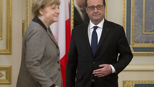 Kijeve aptarti taikos plano susitiko Angela Merkel, Francoise Hollande'as ir Petro Poro&scaron;enka 2015 m. vasario 05 d. 