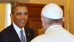 JAV prezidentas Barackas Obama ir Popiežius Pranci&scaron;kus