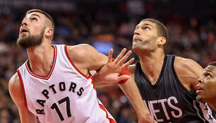 NBA rungtynėse tarp &bdquo;Toronto Raptors&ldquo; ir &bdquo;Brooklyn Nets&ldquo; J.Valančiūnas pelnė 14 ta&scaron;kų.