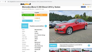 Skelbimas apie neva parduodamą automobilį